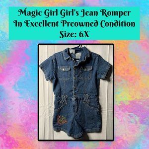 Magic Girl Girl's Jean Romper 6X